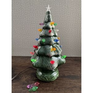 Vintage 10" Marcia Ceramic Lighted Christmas Tree Inspirations Trim n Glo CTL-10